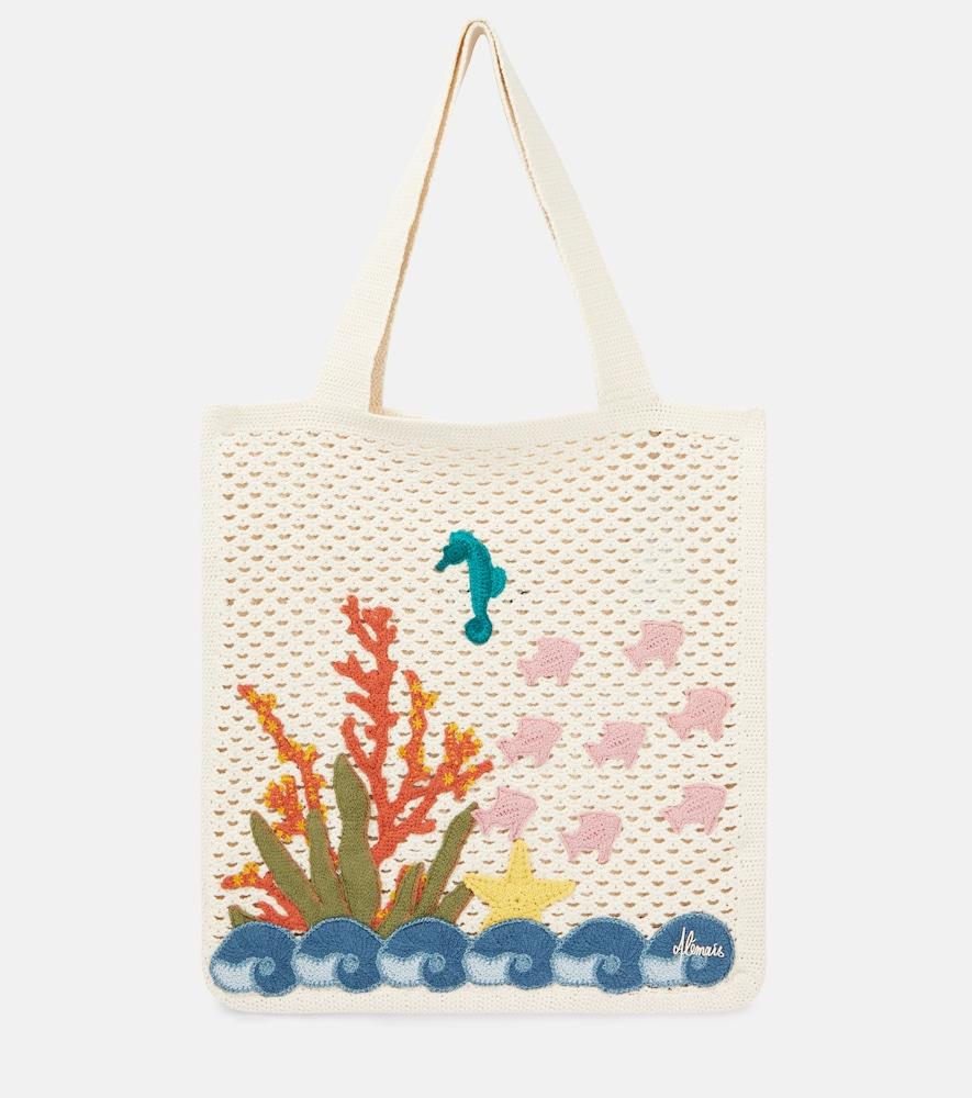 alémais splash appliqué crochet tote bag
