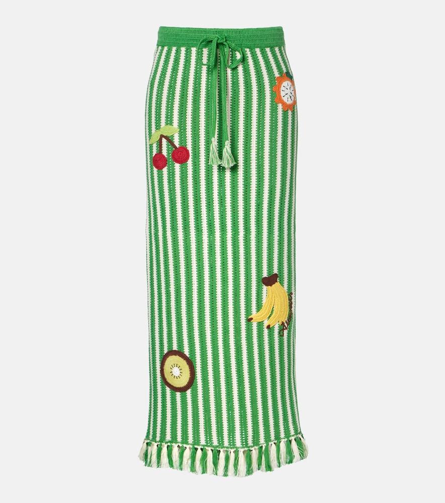 alémais sundae crochet embroidered cotton maxi skirt