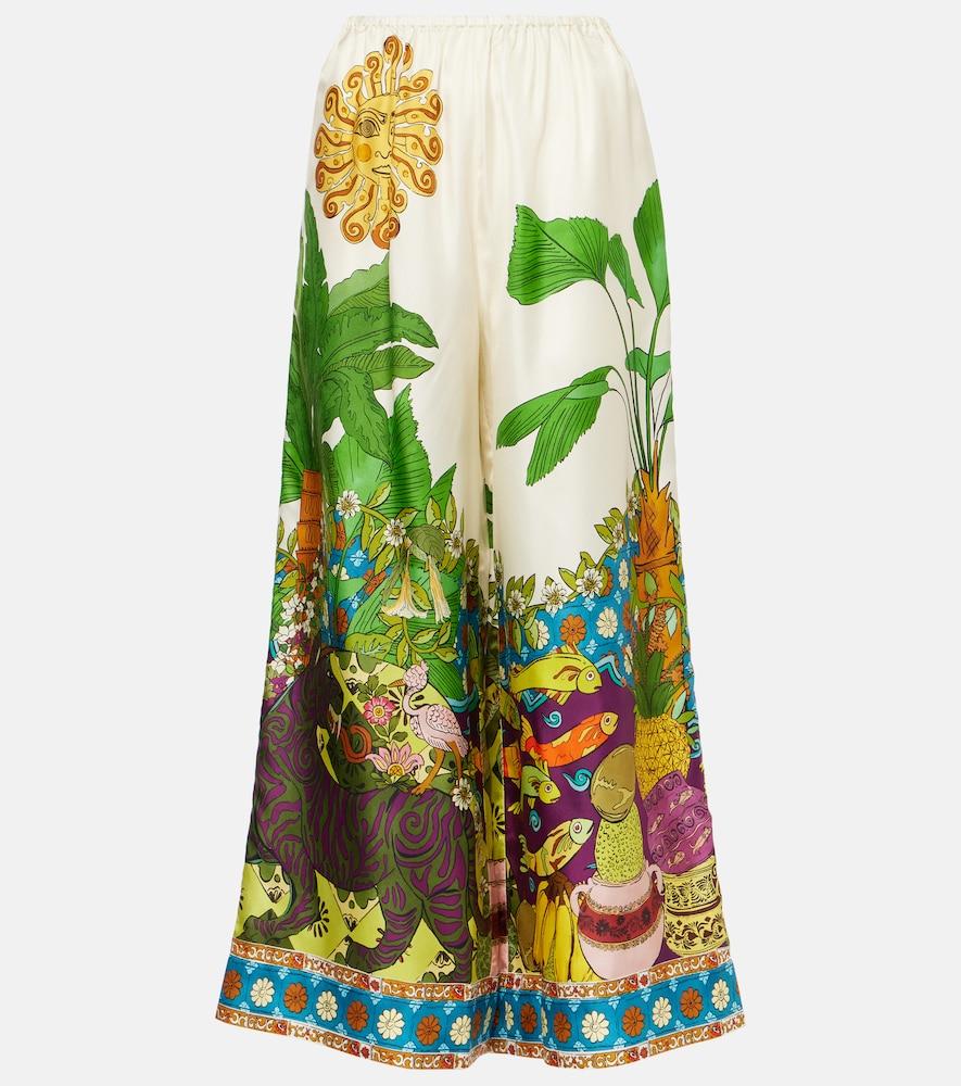 alémais tiger silk twill wide-leg pants