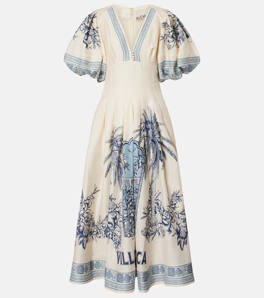alémais villa romantica linen-blend maxi dress