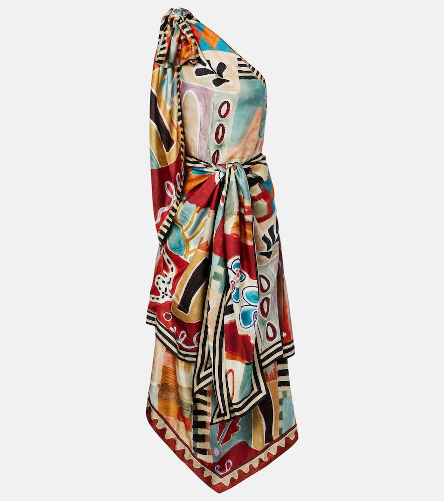 alémais x lrnce michelle one-shoulder silk midi dress