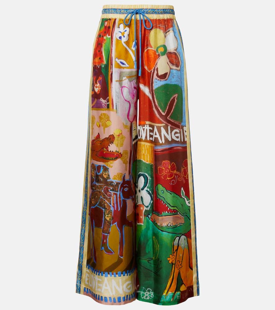 alémais x mlak printed silk twill wide-leg pants