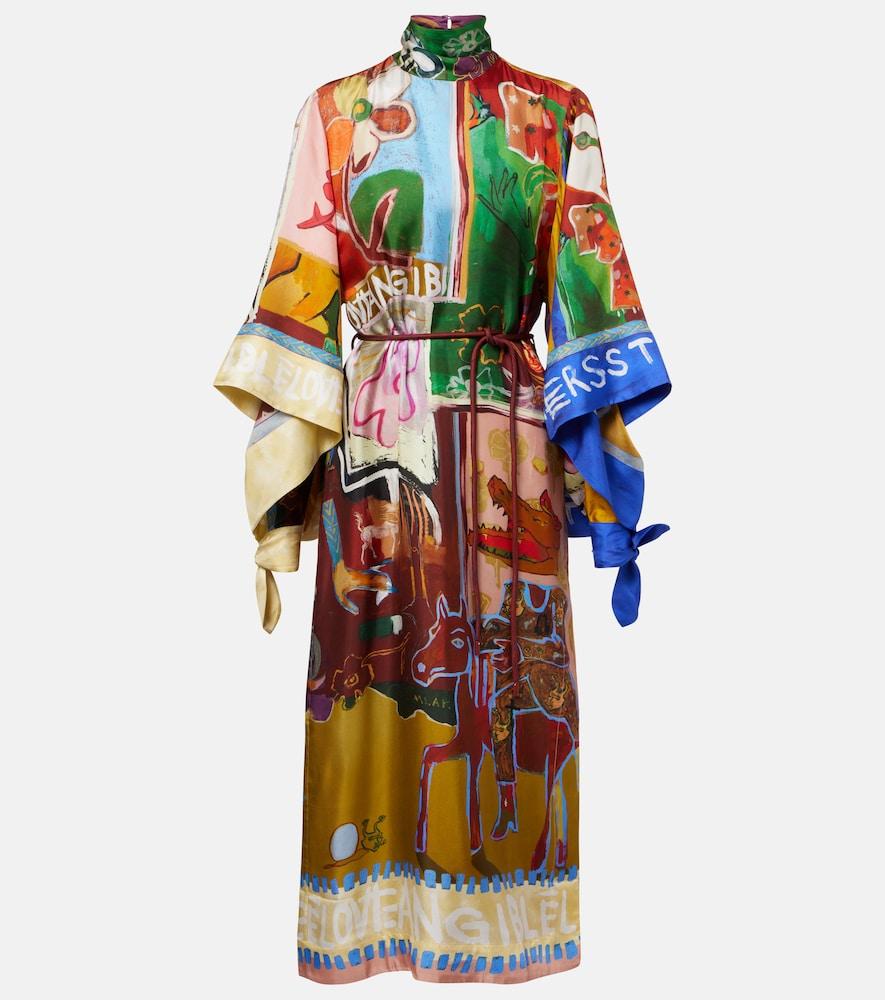 alémais x mlak tangible love printed silk midi dress
