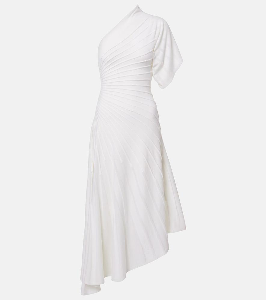 alaïa asym ray virgin wool midi dress