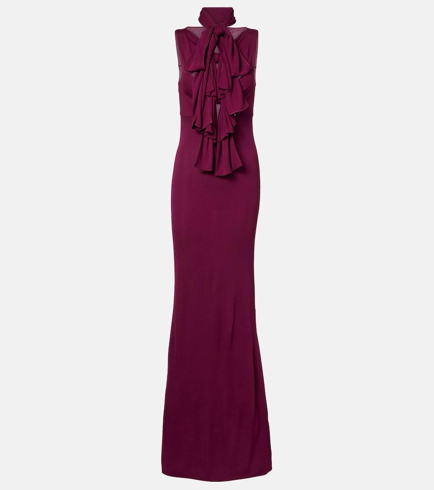 alaïa bow-detail halterneck jersey gown