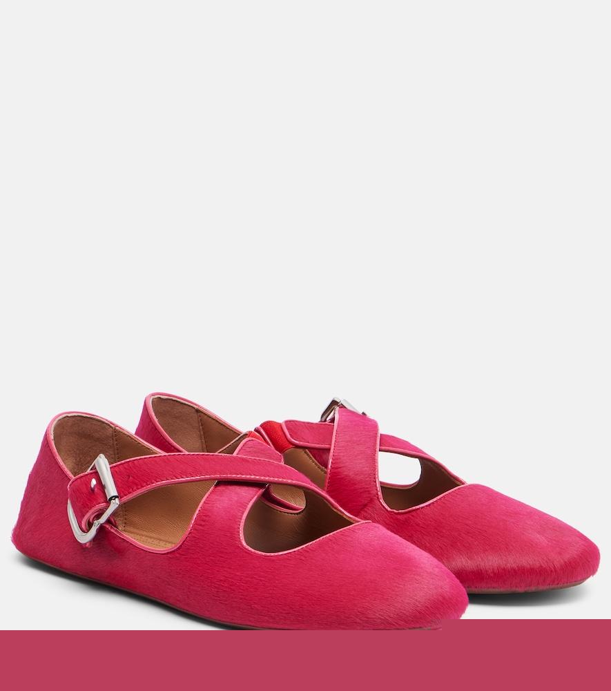 alaïa calf hair ballet flats