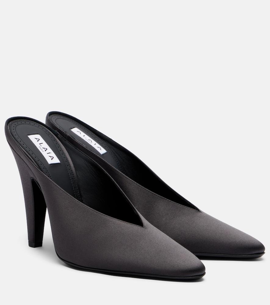 alaïa cone satin mules