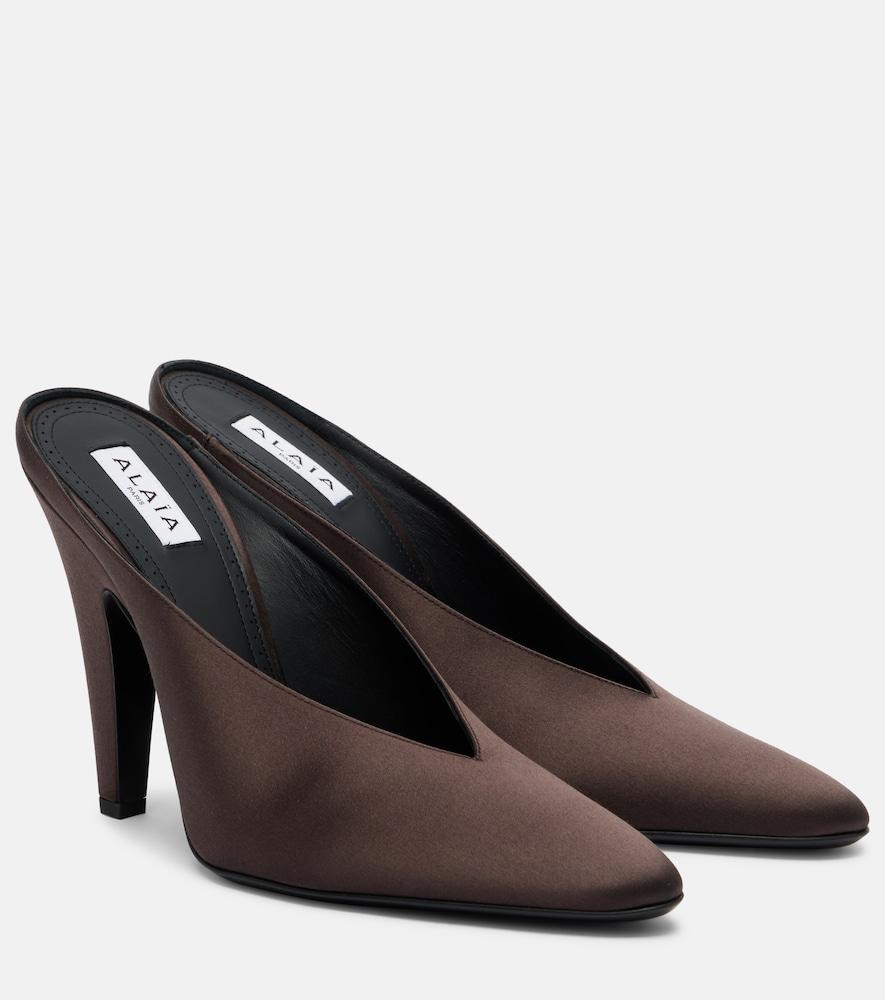 alaïa cone satin mules