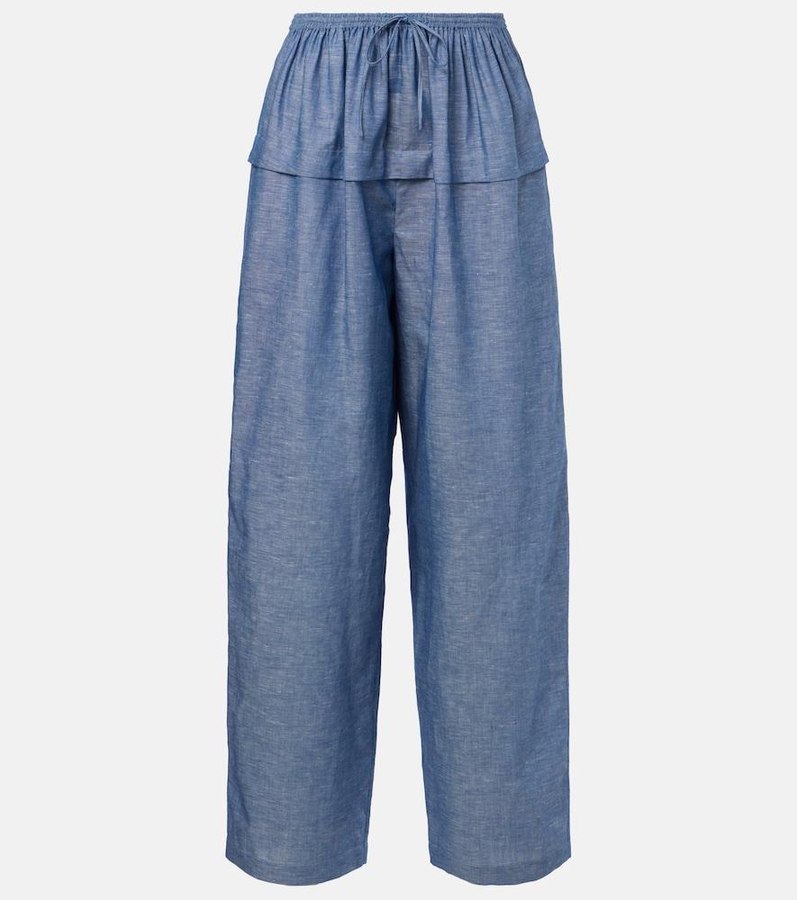 alaïa cotton and linen wide-leg pants