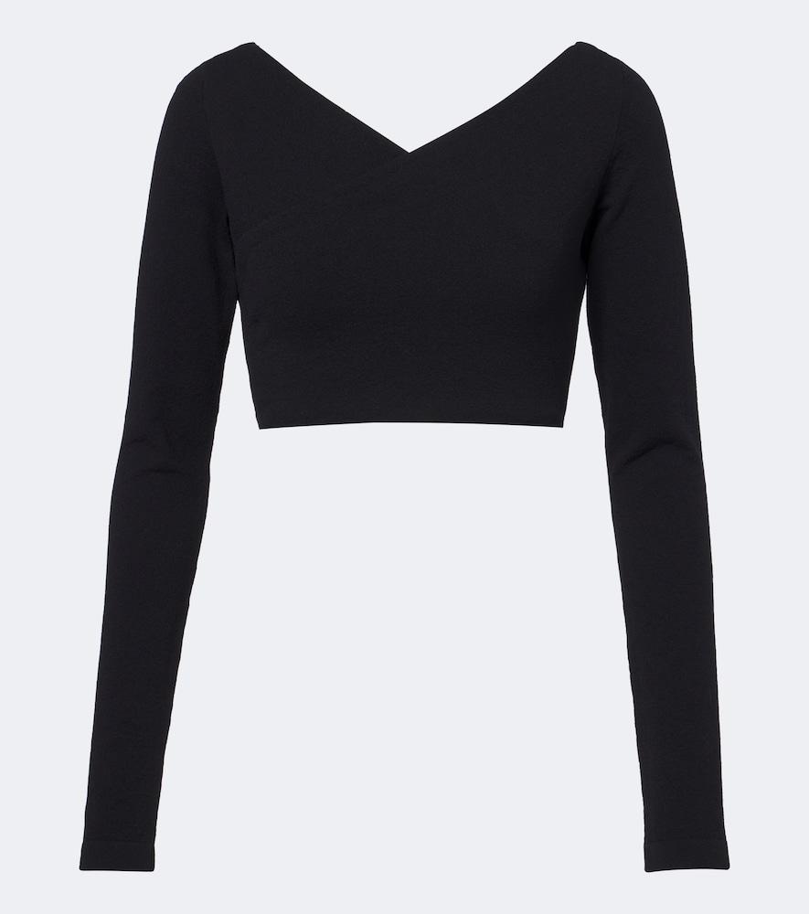 alaïa cotton-blend crêpe wrap top