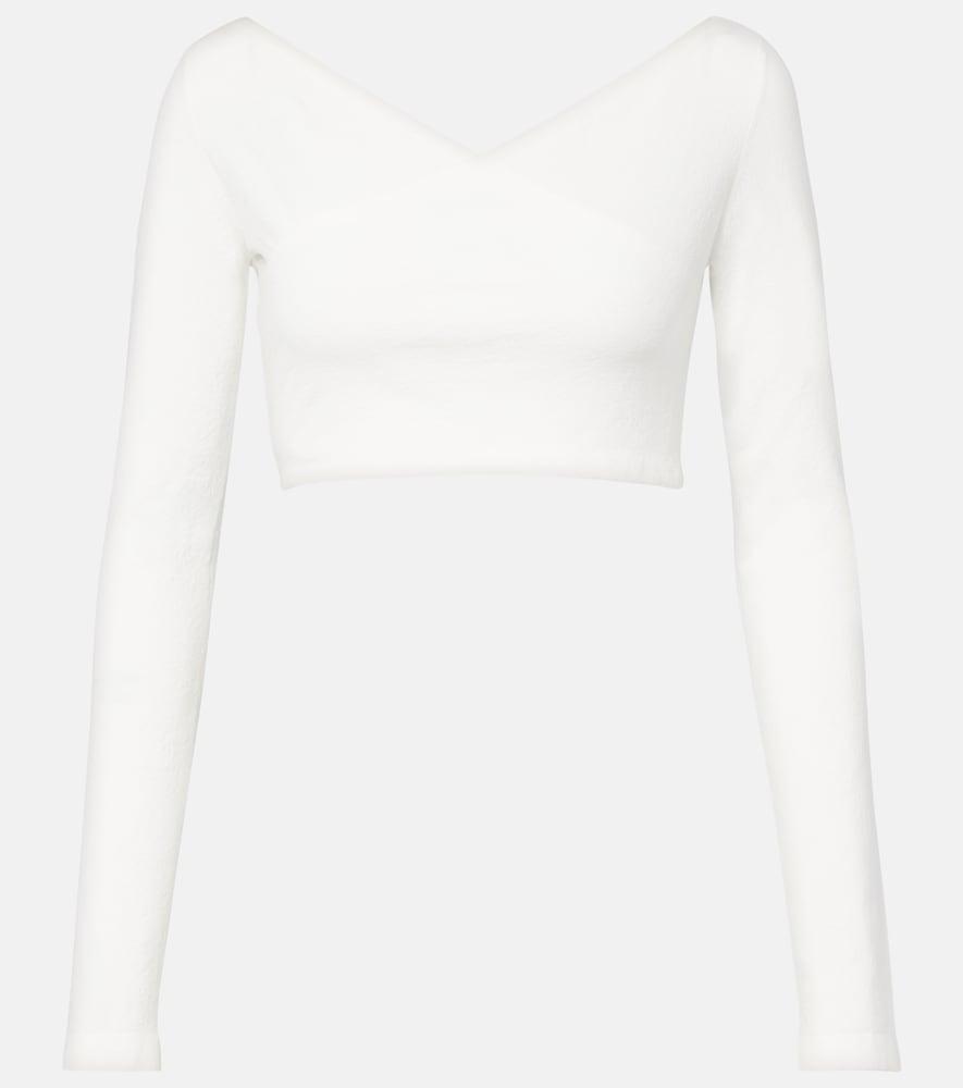 alaïa cotton-blend crêpe wrap top