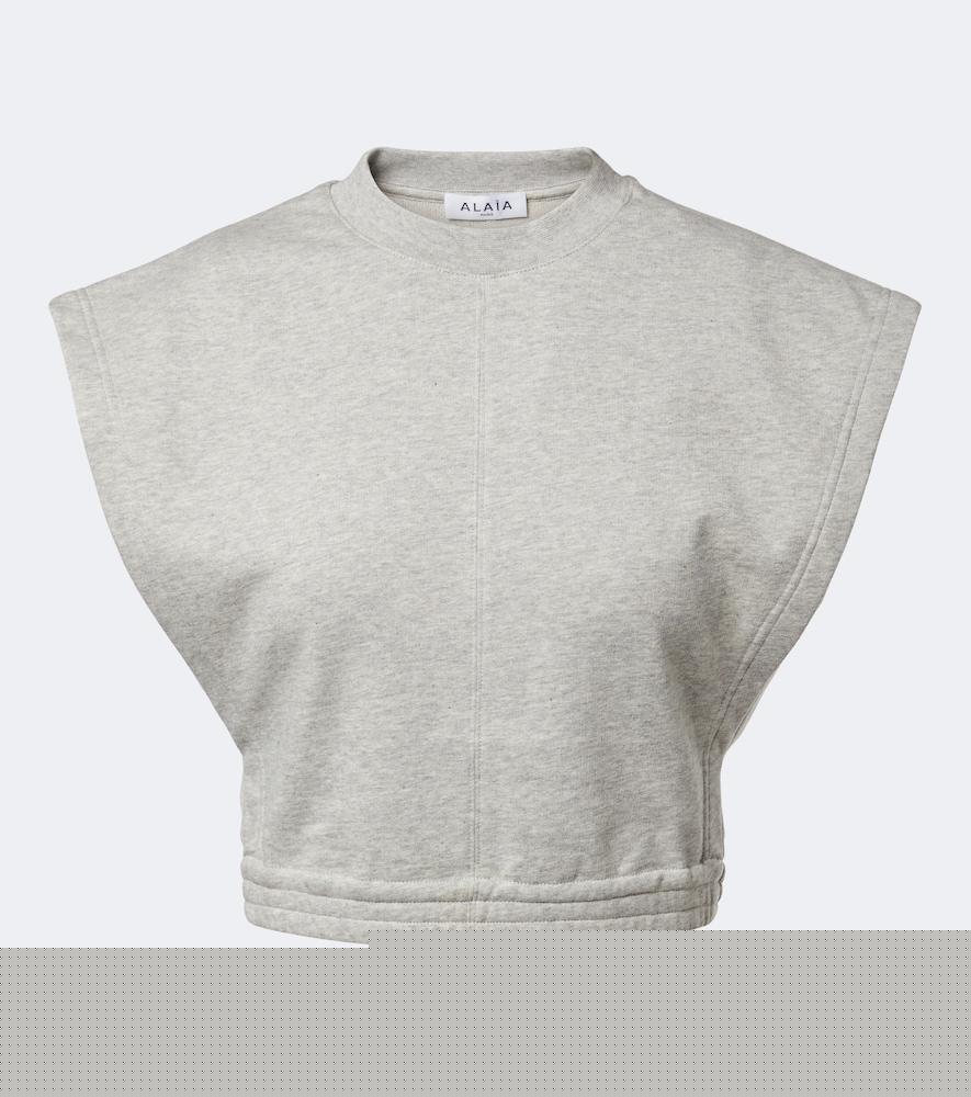 alaïa cotton-blend fleece crop top