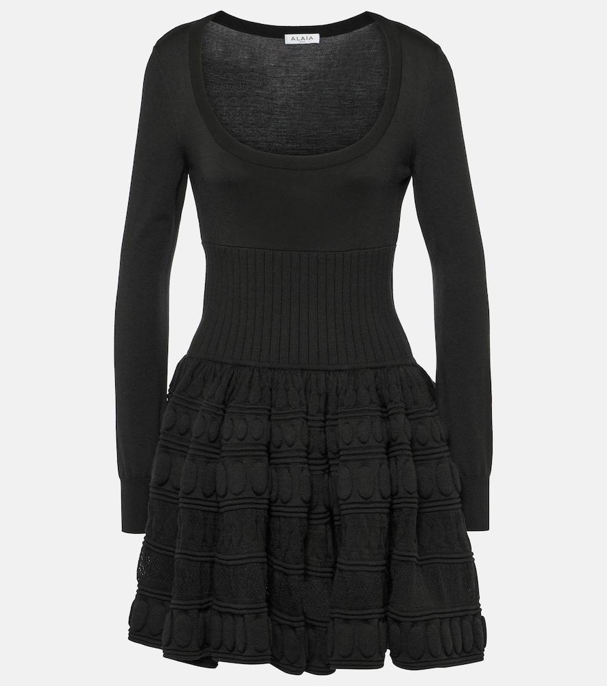 alaïa crinoline wool-blend minidress
