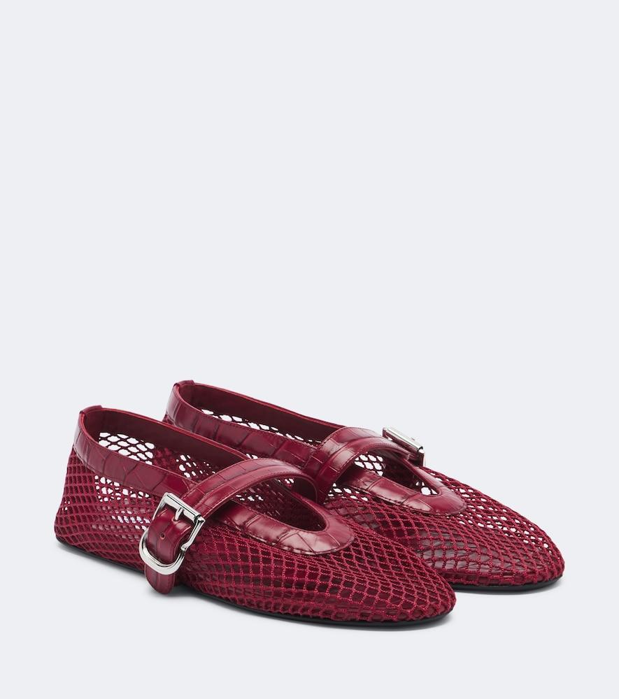 alaïa croc-effect fishnet ballet flats