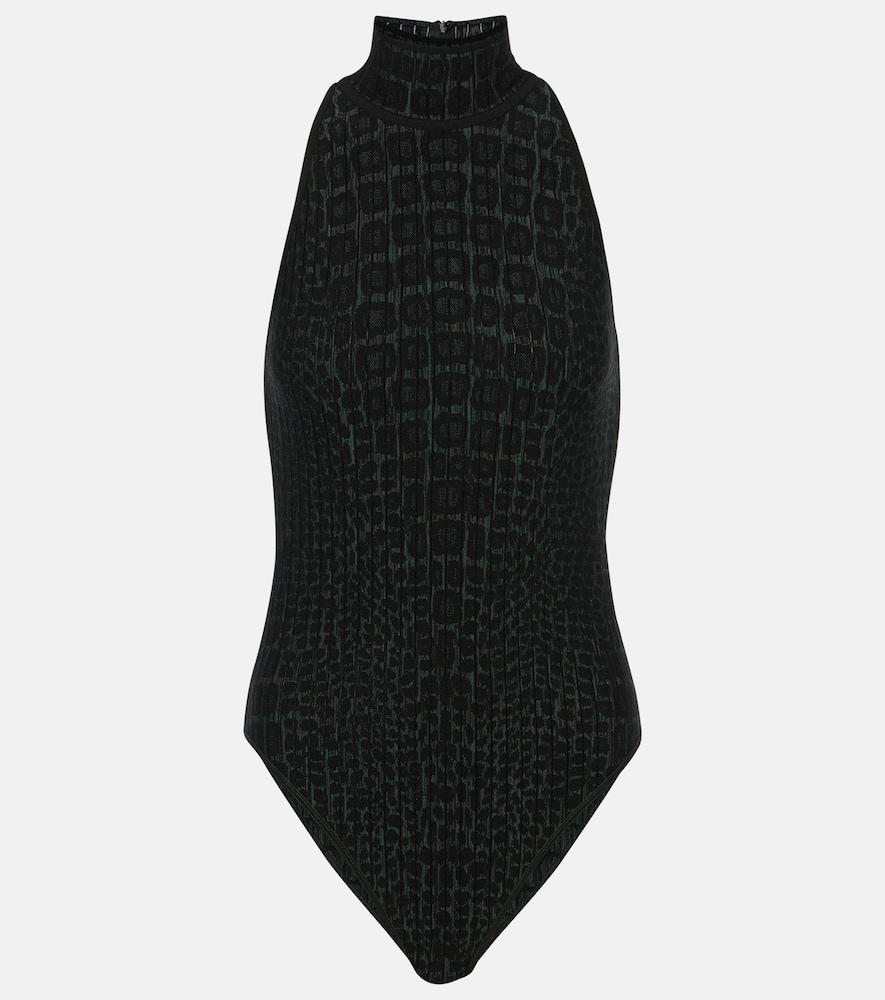 alaïa croc-effect halterneck bodysuit