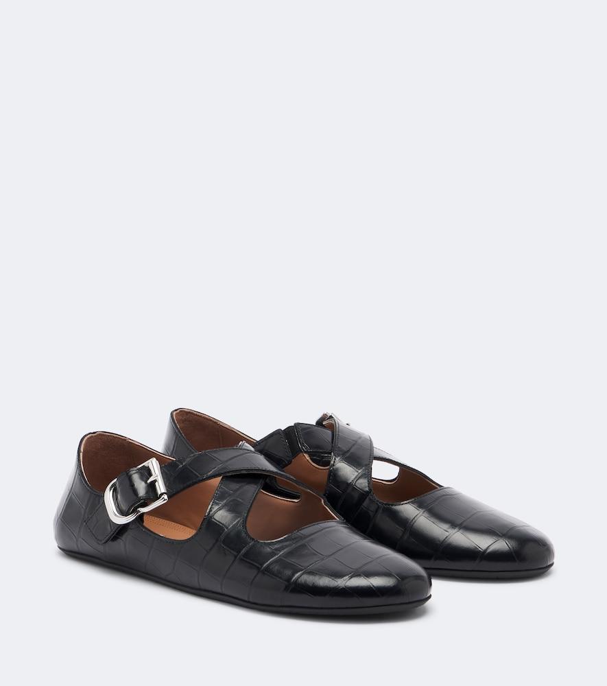 alaïa croc-effect leather ballet flats