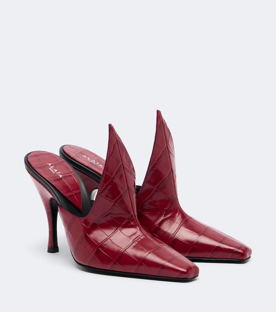 alaïa croc-effect leather mules