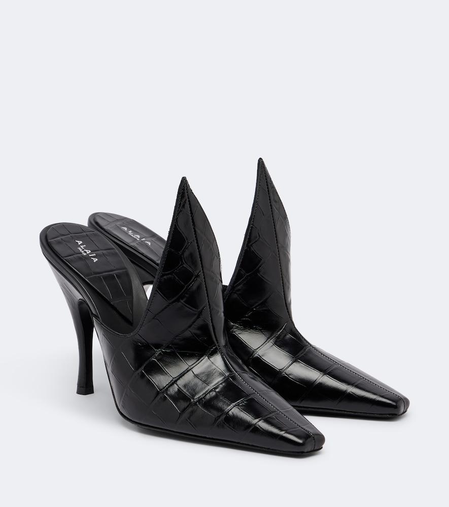 alaïa croc-effect leather mules