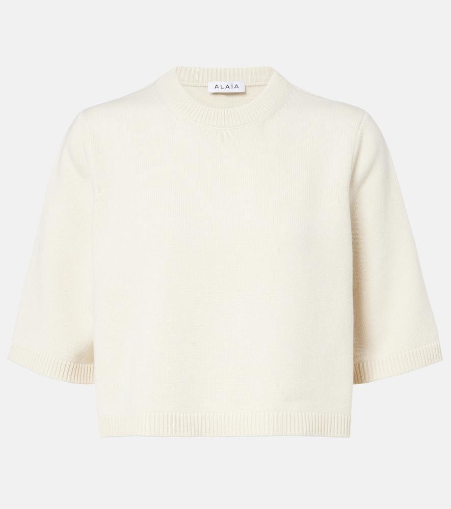 alaïa cropped cashmere and wool-blend sweater