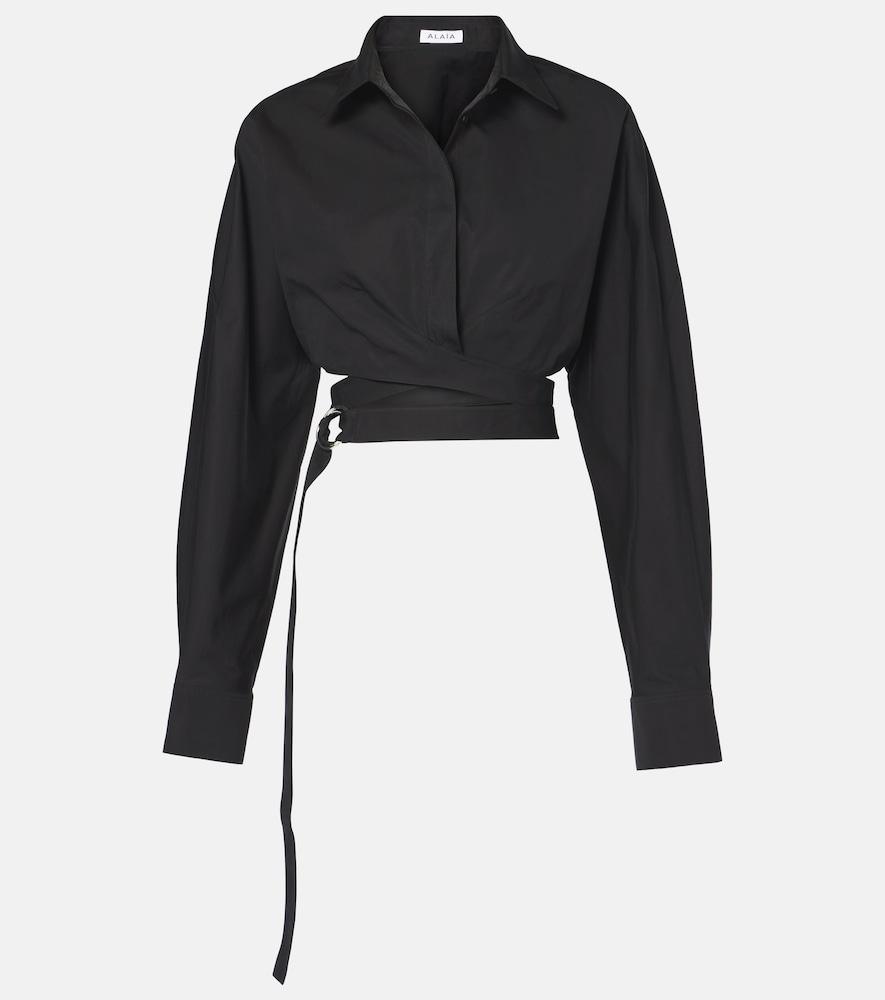 alaïa cropped cotton poplin shirt