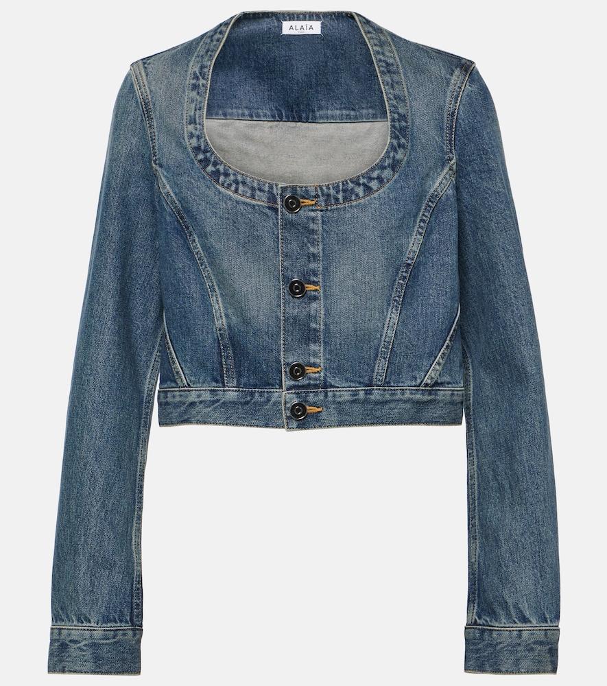 alaïa cropped denim jacket