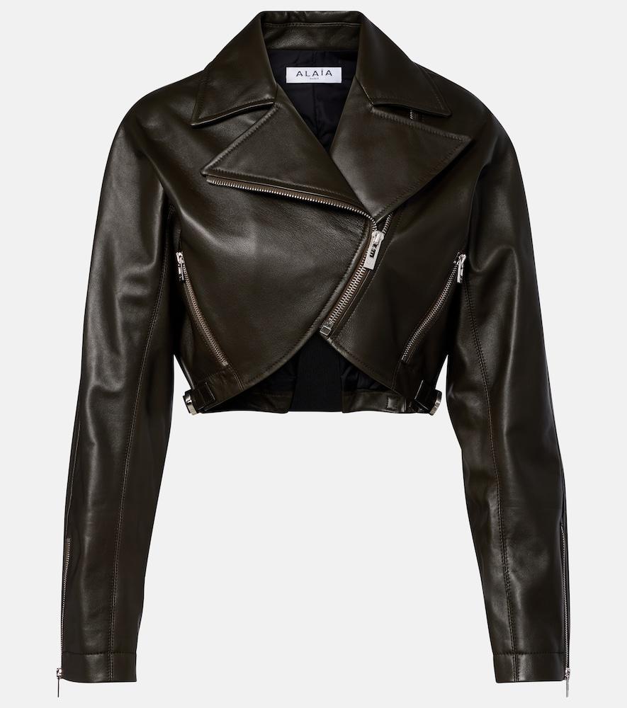 alaïa cropped leather biker jacket