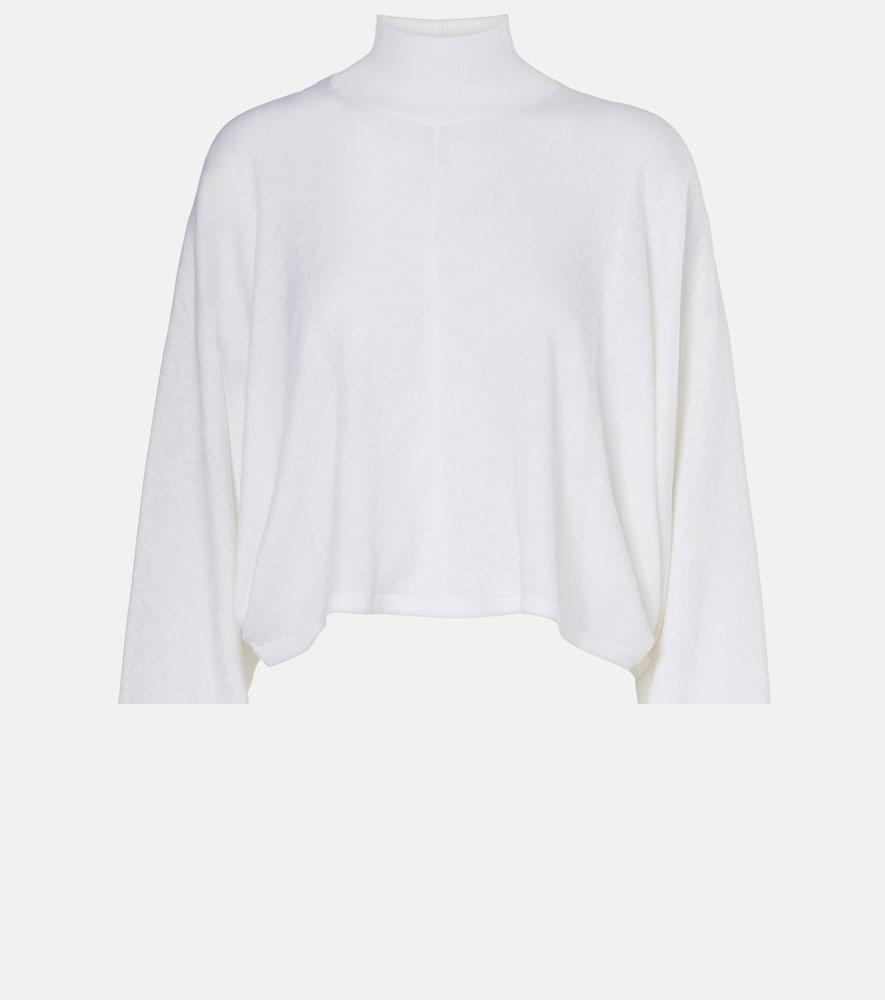 alaïa cropped linen turtleneck sweater