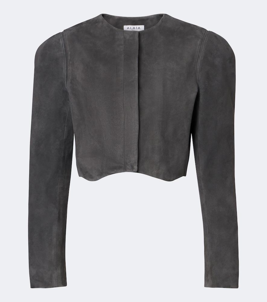 alaïa cropped suede jacket