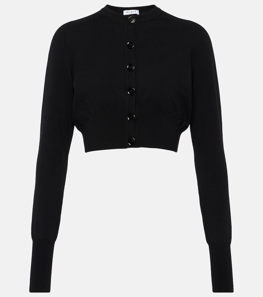 alaïa cropped wool-blend cardigan