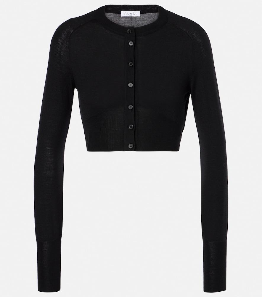 alaïa cropped wool-blend cardigan