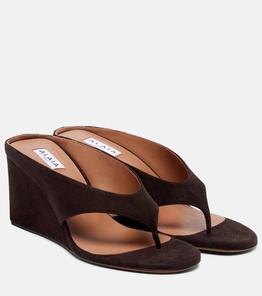 alaïa cube suede wedge sandals