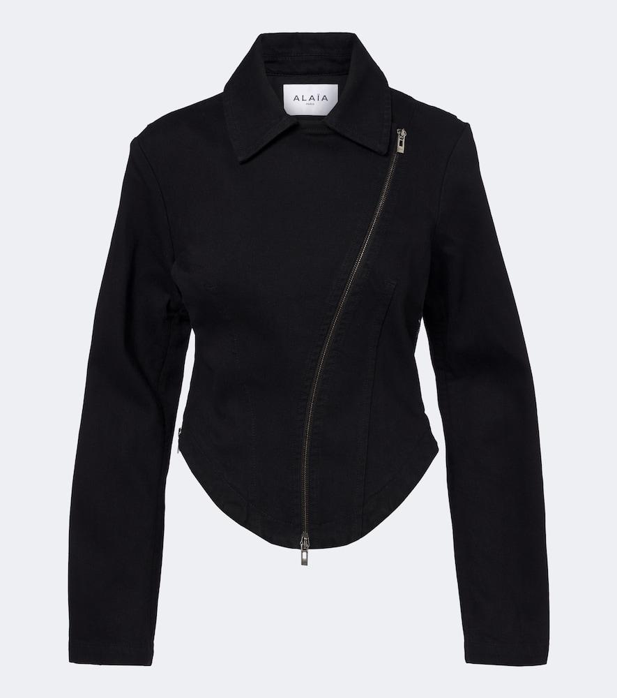 alaïa denim biker jacket