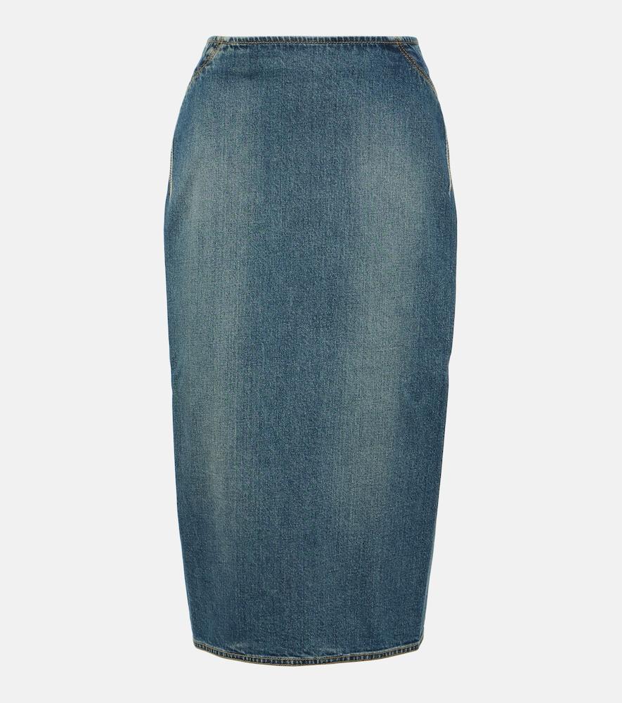 alaïa denim pencil skirt