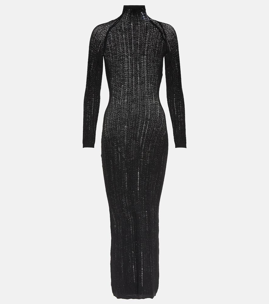 alaïa distressed wool-blend midi dress