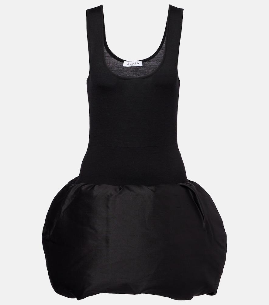 alaïa down-paneled wool-blend minidress