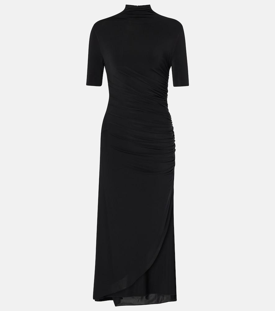 alaïa draped asymmetric midi dress