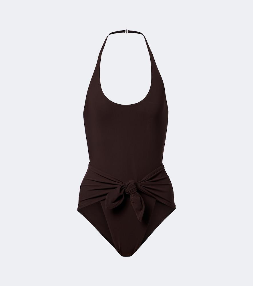 alaïa draped halterneck swimsuit