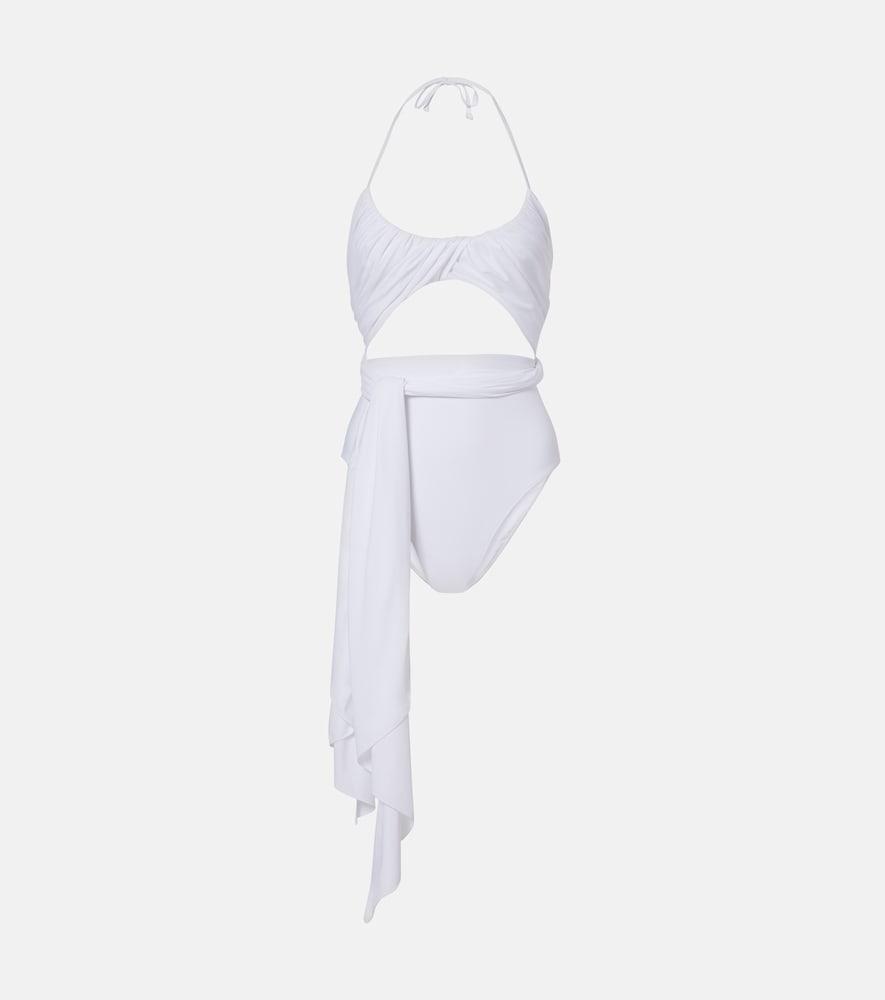 alaïa draped halterneck swimsuit