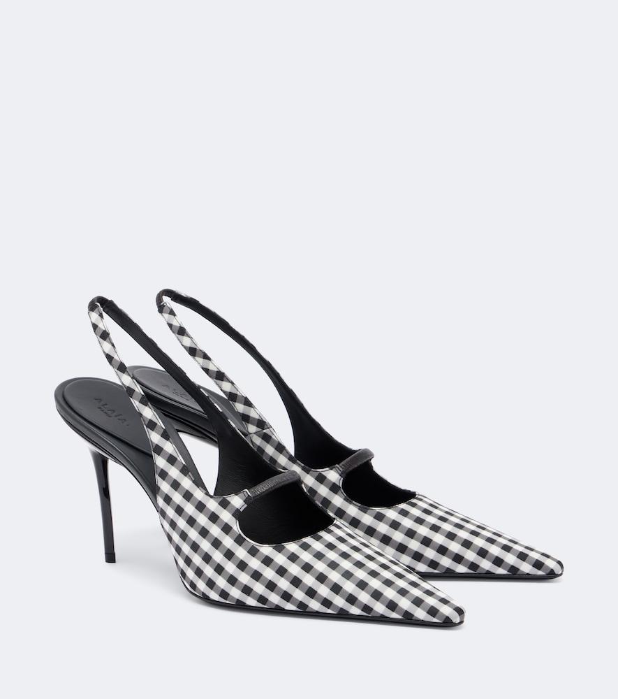 alaïa drop gingham slingback pumps