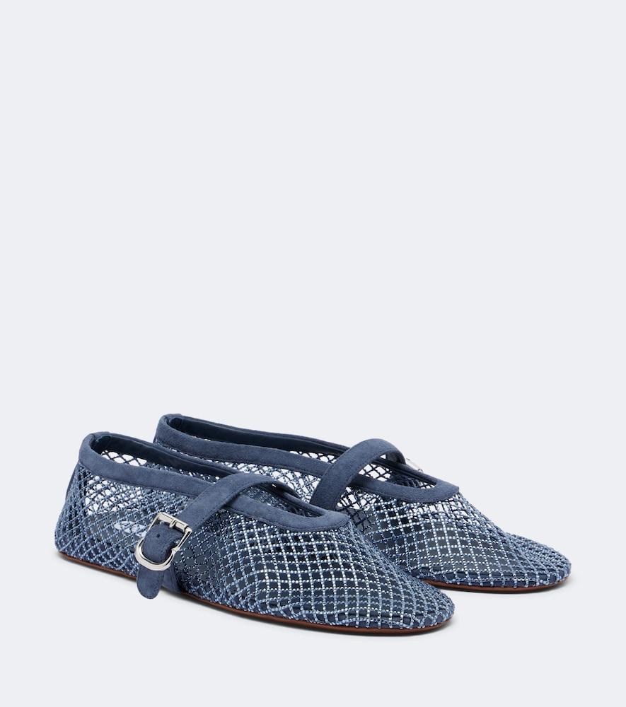 alaïa embellished fishnet mary jane flats