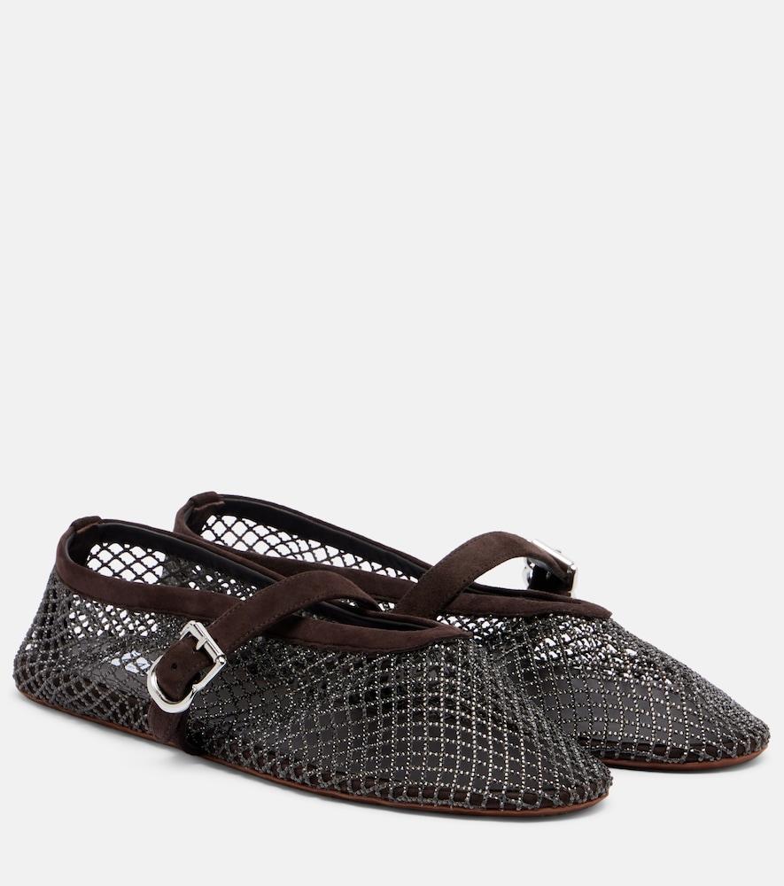 alaïa embellished fishnet mary jane flats