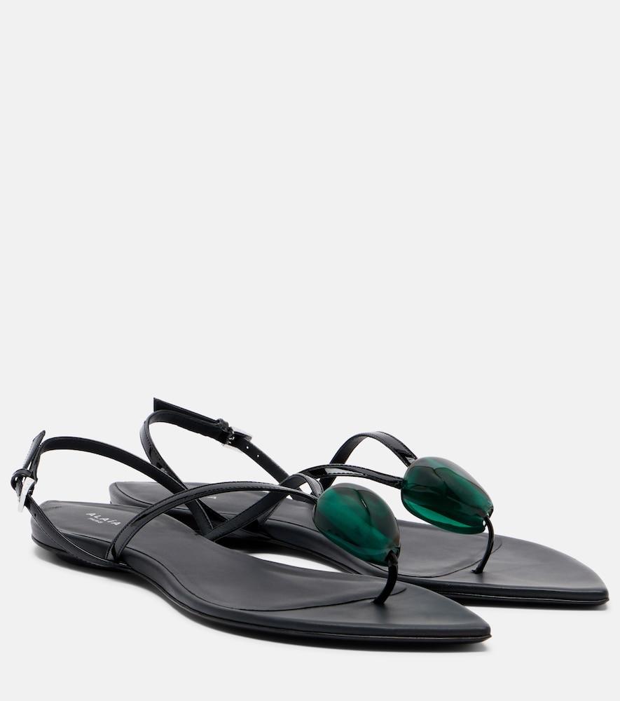 alaïa embellished patent leather thong sandals