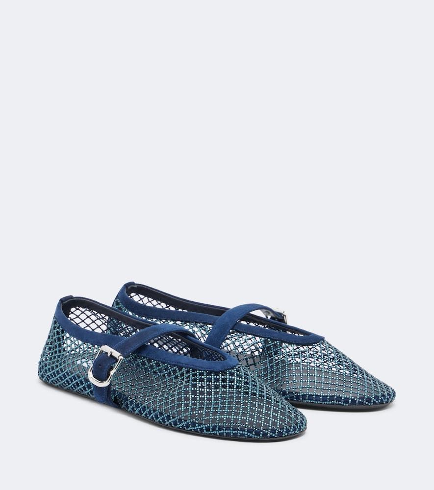 alaïa embellished suede-trimmed flats