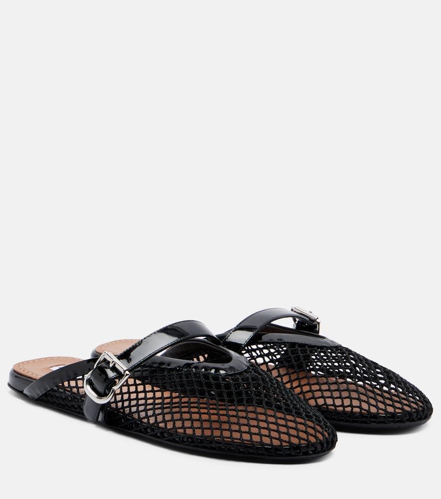 alaïa fishnet leather-trimmed mules