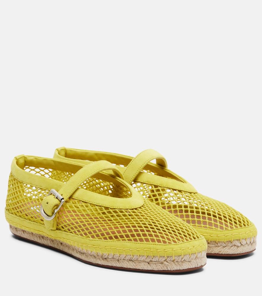 alaïa fishnet suede-trimmed espadrilles