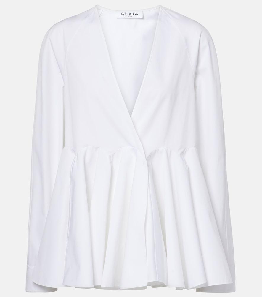alaïa flare cotton blouse