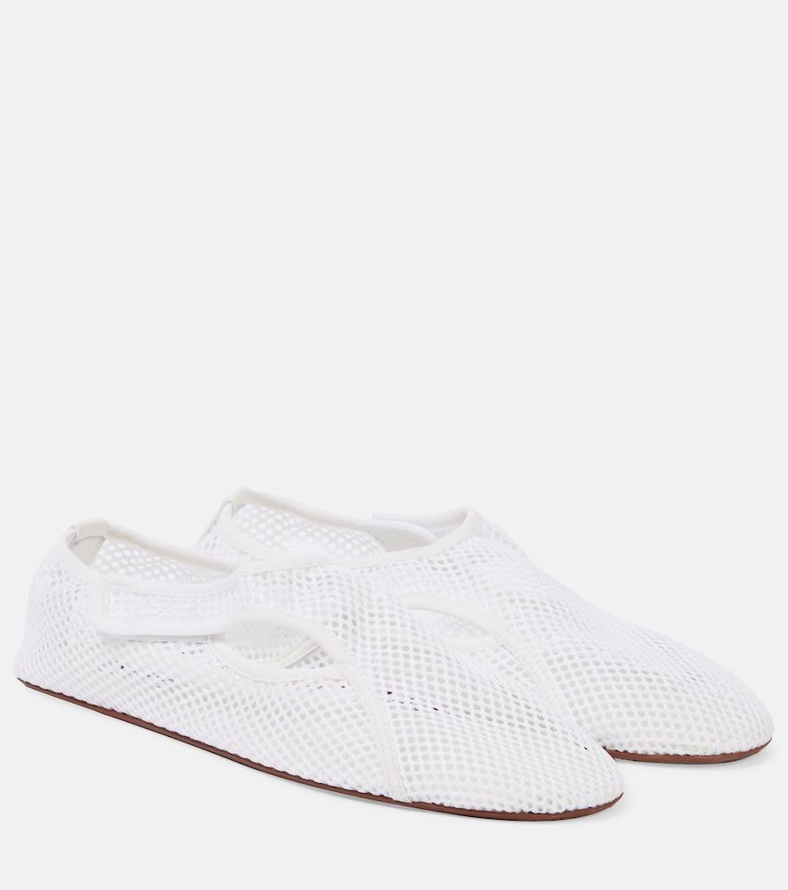 alaïa flex leather-trimmed mesh ballet flats