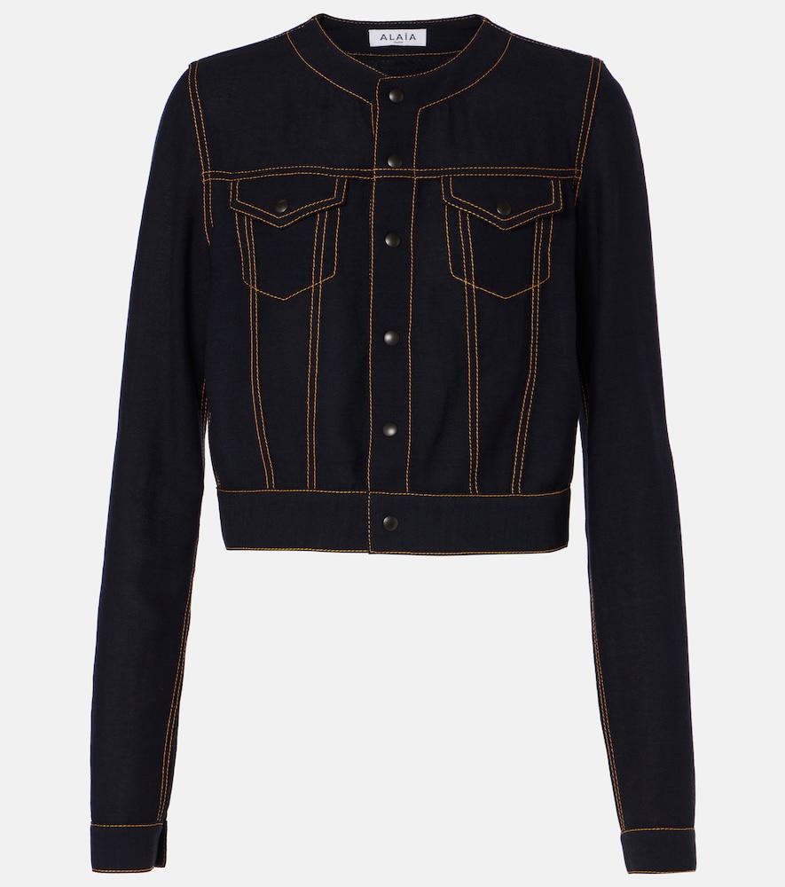 alaïa fluid cropped wool-blend jacket