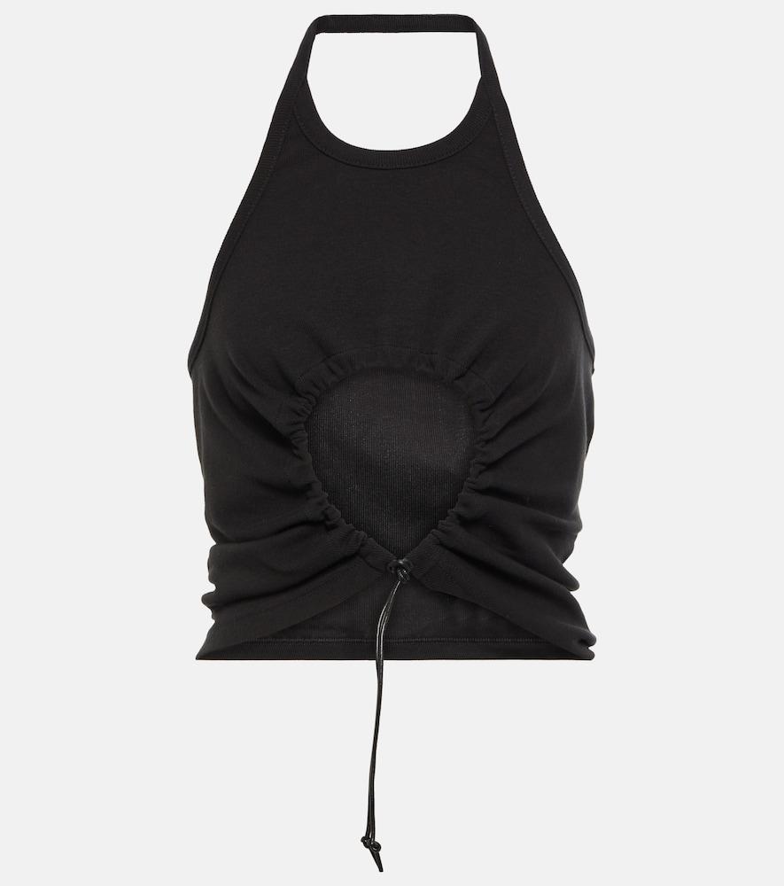 alaïa halter neck ruched cotton top