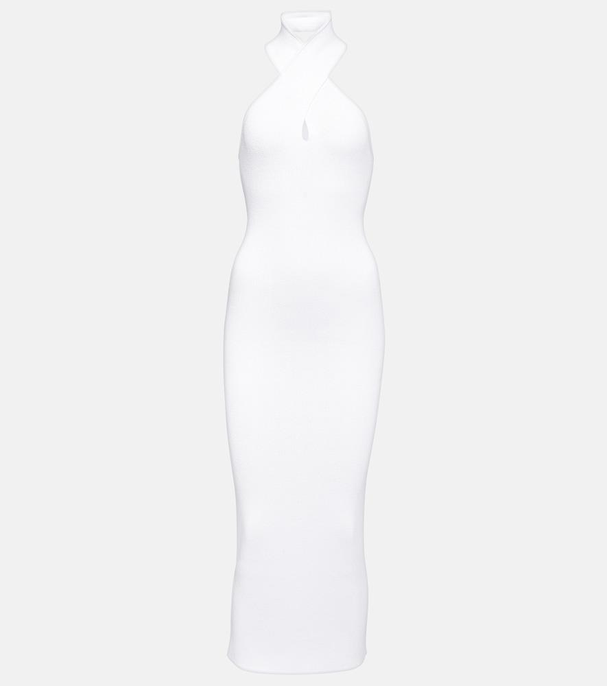 alaïa halterneck bodycon midi dress